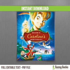 Peter Pan Birthday Welcome Sign